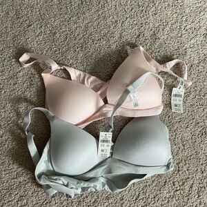 Aerie Pink and Gray Underwire Bras with Adjustable Straps